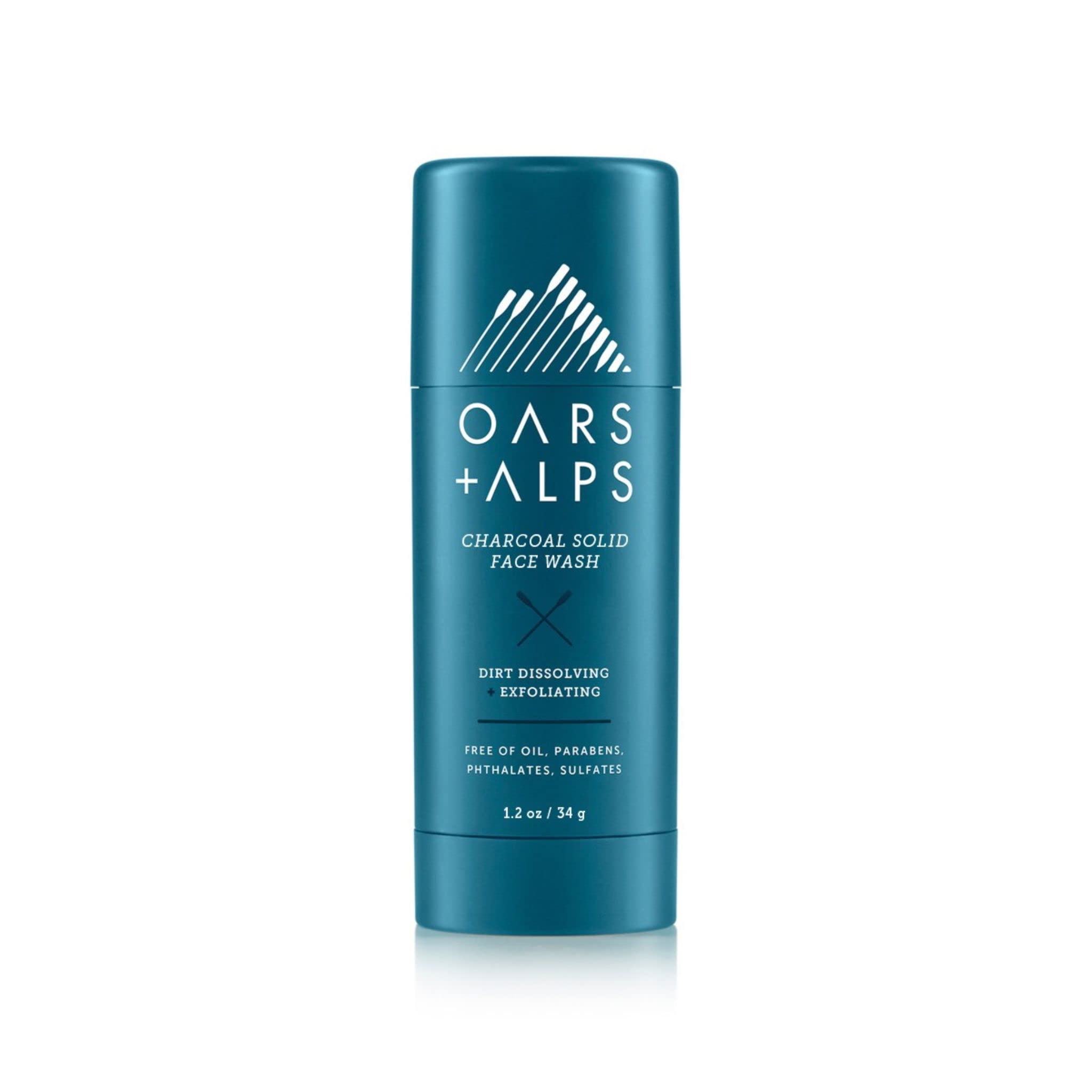Oars + Alps Face Wash with Activated Charcoal, Dermatologist Tested Exfoliating Facial Cleanser, TSA Friendly, 1.4 Oz, 2 Pack