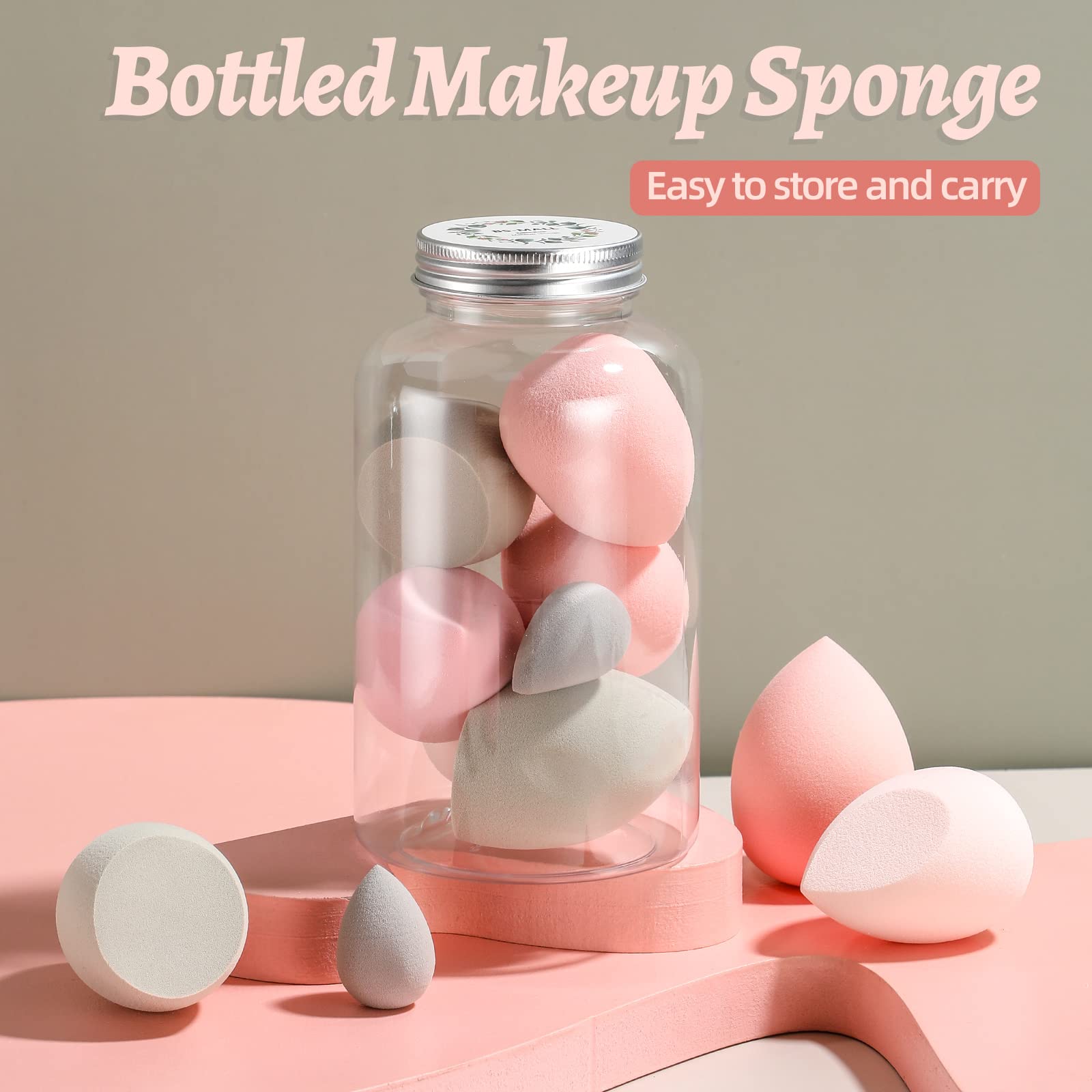 Makeup Sponge Set BS-MALL Blender Sponges 7 Pcs for Liquid, Cream, and Powder, Multi-colored with 1 Mini Makeup Sponge Pink (A-Pink）