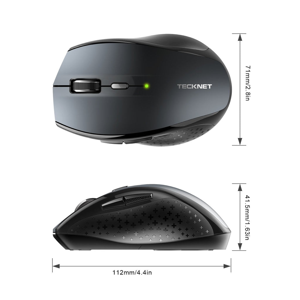 TECKNET Bluetooth Mouse, 4800 DPI Wireless Mouse, 2-Year Battery Computer Mouse 6 Adjustable DPI, 6 Buttons Compatible with Laptop/Windows/Computer