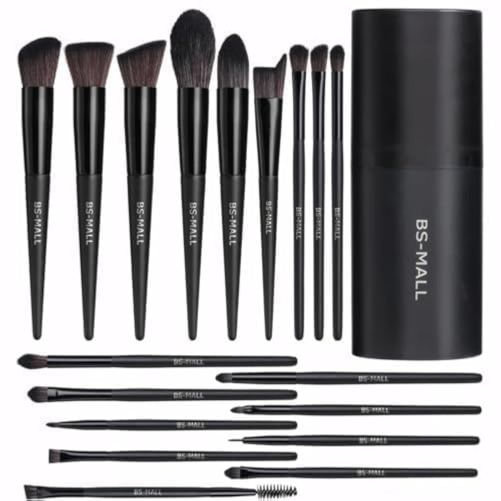 BS-MALL Makeup Brush Set 18 Pcs Premium Synthetic Foundation Powder Concealers Eye shadows Blush Makeup Brushes with black case