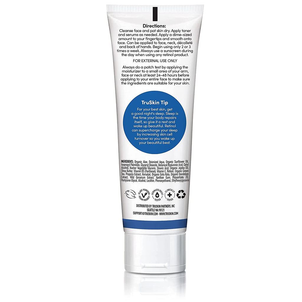 TruSkin Retinol Face Moisturizer – Powerful Anti-Aging Face Moisturizer for Women with Retinol, Hyaluronic Acid & Vitamin E – Retinol Cream for Face Promotes A More Youthful Appearance, 2 fl oz