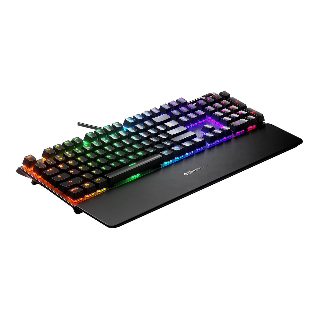 SteelSeries Apex 3 RGB Gaming Keyboard – 10-Zone RGB Illumination – IP32 Water Resistant – Premium Magnetic Wrist Rest (Whisper Quiet Gaming Switch)