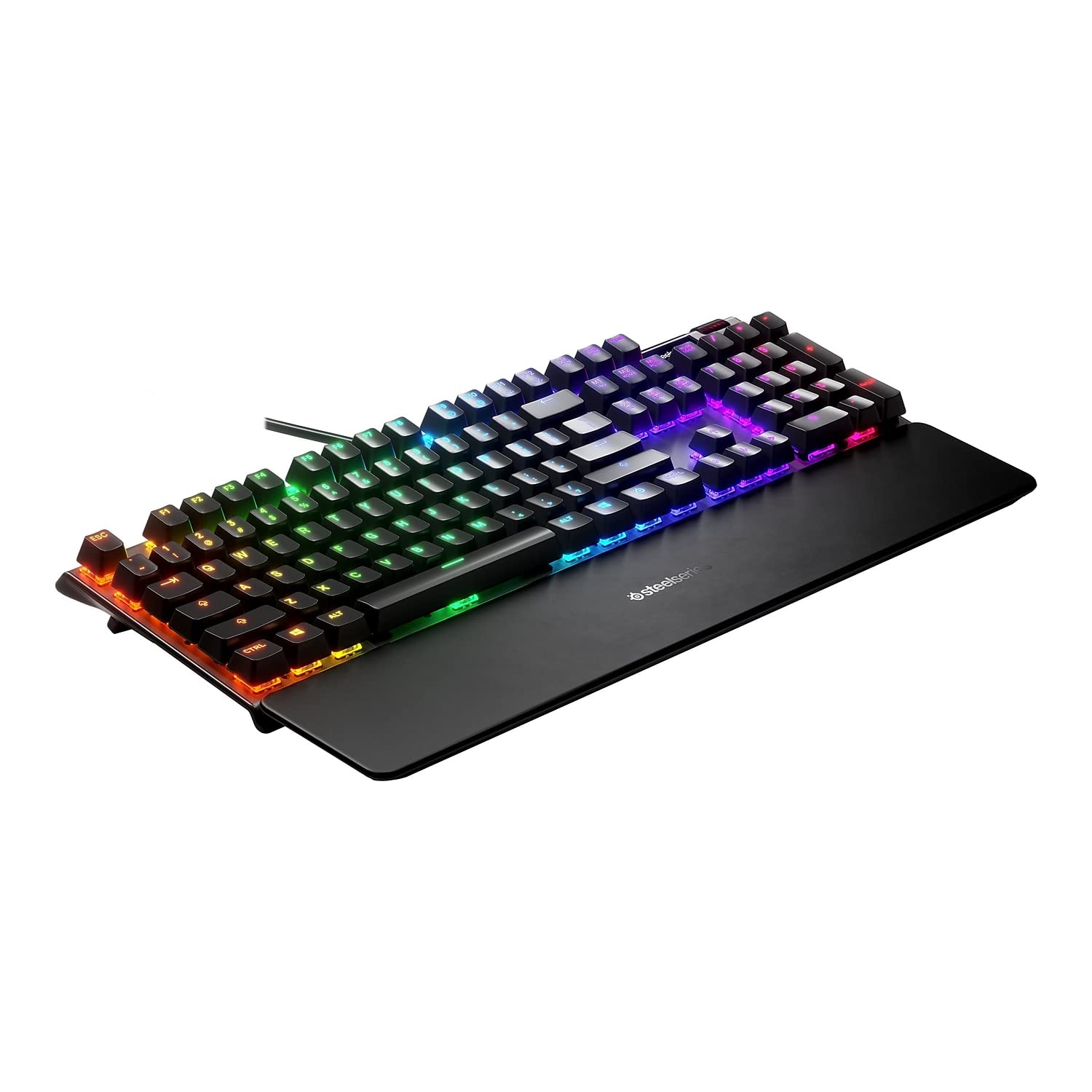 SteelSeries Apex 3 RGB Gaming Keyboard – 10-Zone RGB Illumination – IP32 Water Resistant – Premium Magnetic Wrist Rest (Whisper Quiet Gaming Switch)