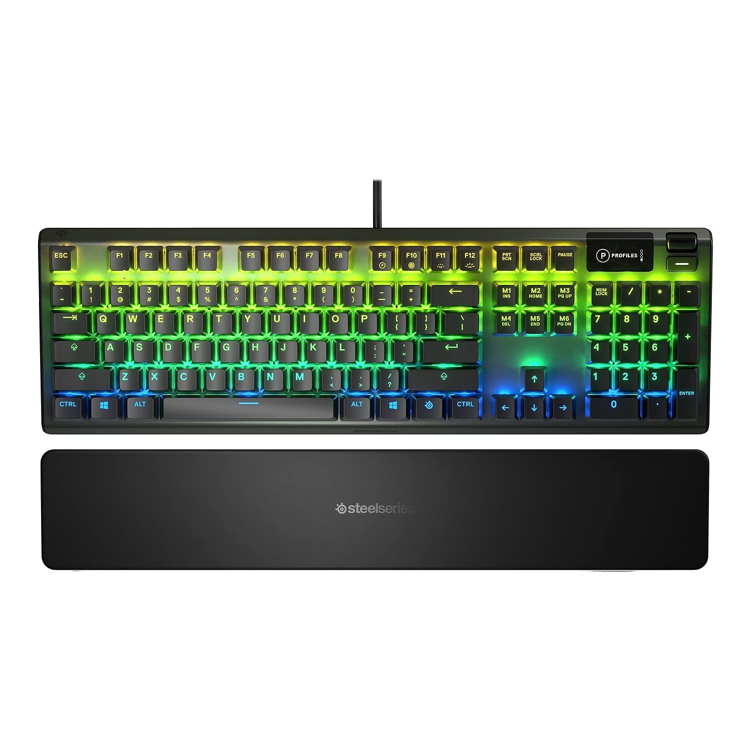 SteelSeries Apex 3 RGB Gaming Keyboard – 10-Zone RGB Illumination – IP32 Water Resistant – Premium Magnetic Wrist Rest (Whisper Quiet Gaming Switch)