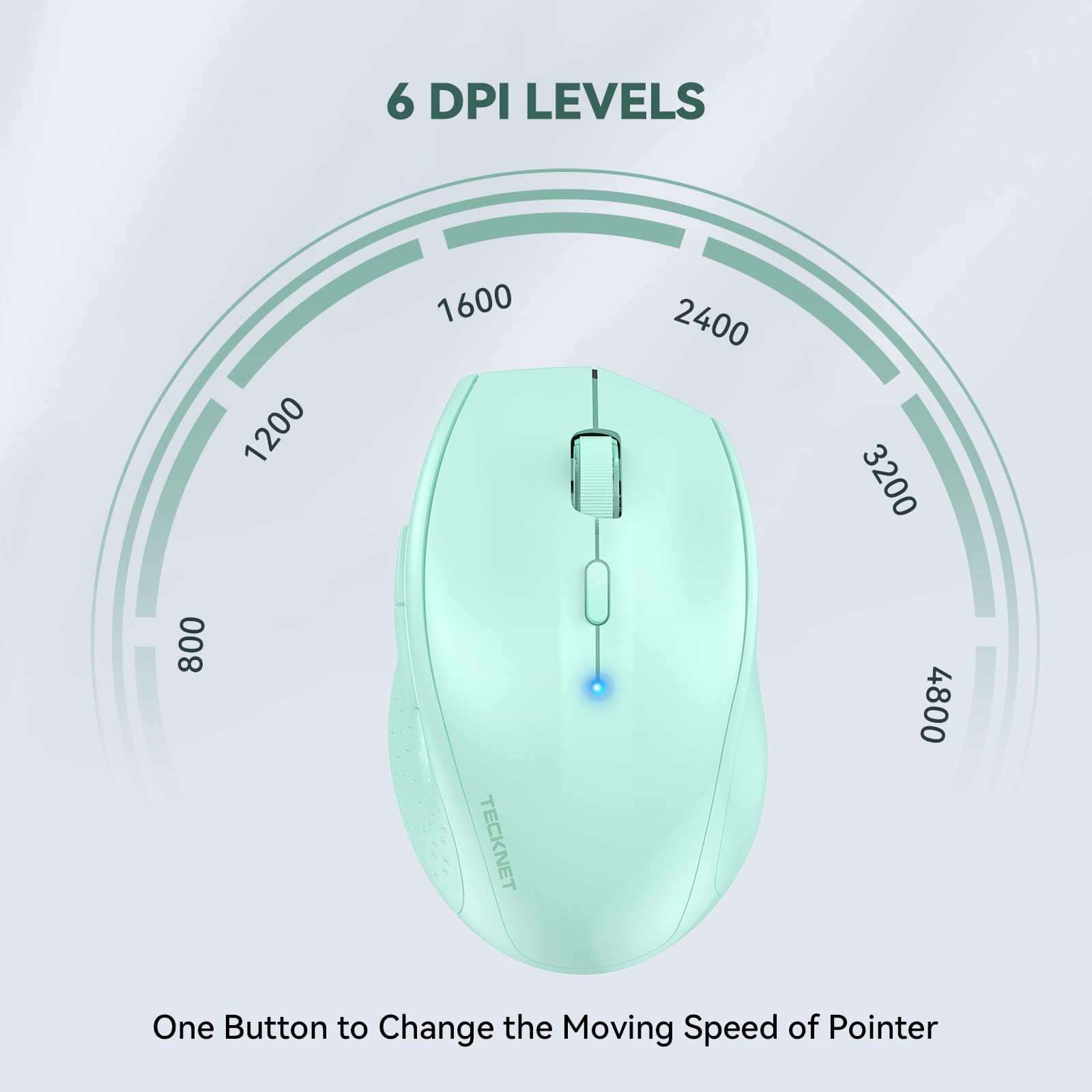 TECKNET Bluetooth Mouse, 4800 DPI Wireless Mouse, 2-Year Battery Computer Mouse 6 Adjustable DPI, 6 Buttons Compatible with Laptop/Windows/Computer