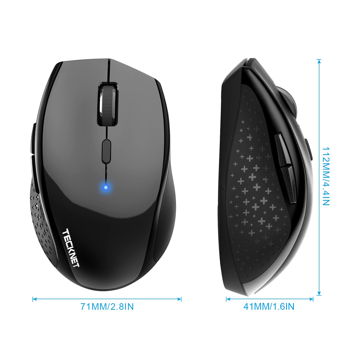 TECKNET Bluetooth Mouse, 4800 DPI Wireless Mouse, 2-Year Battery Computer Mouse 6 Adjustable DPI, 6 Buttons Compatible with Laptop/Windows/Computer