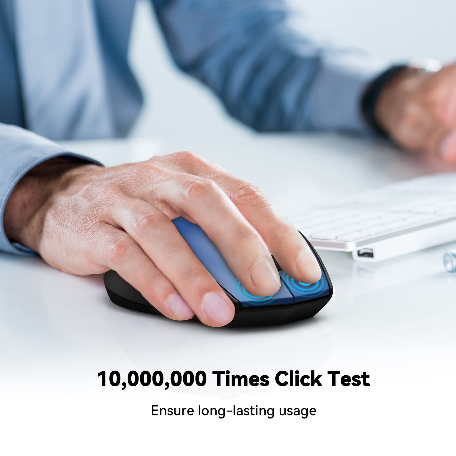 TECKNET Bluetooth Mouse, 4800 DPI Wireless Mouse, 2-Year Battery Computer Mouse 6 Adjustable DPI, 6 Buttons Compatible with Laptop/Windows/Computer