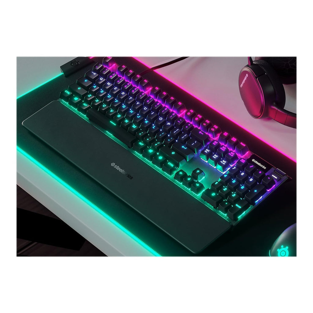 SteelSeries Apex 3 RGB Gaming Keyboard – 10-Zone RGB Illumination – IP32 Water Resistant – Premium Magnetic Wrist Rest (Whisper Quiet Gaming Switch)
