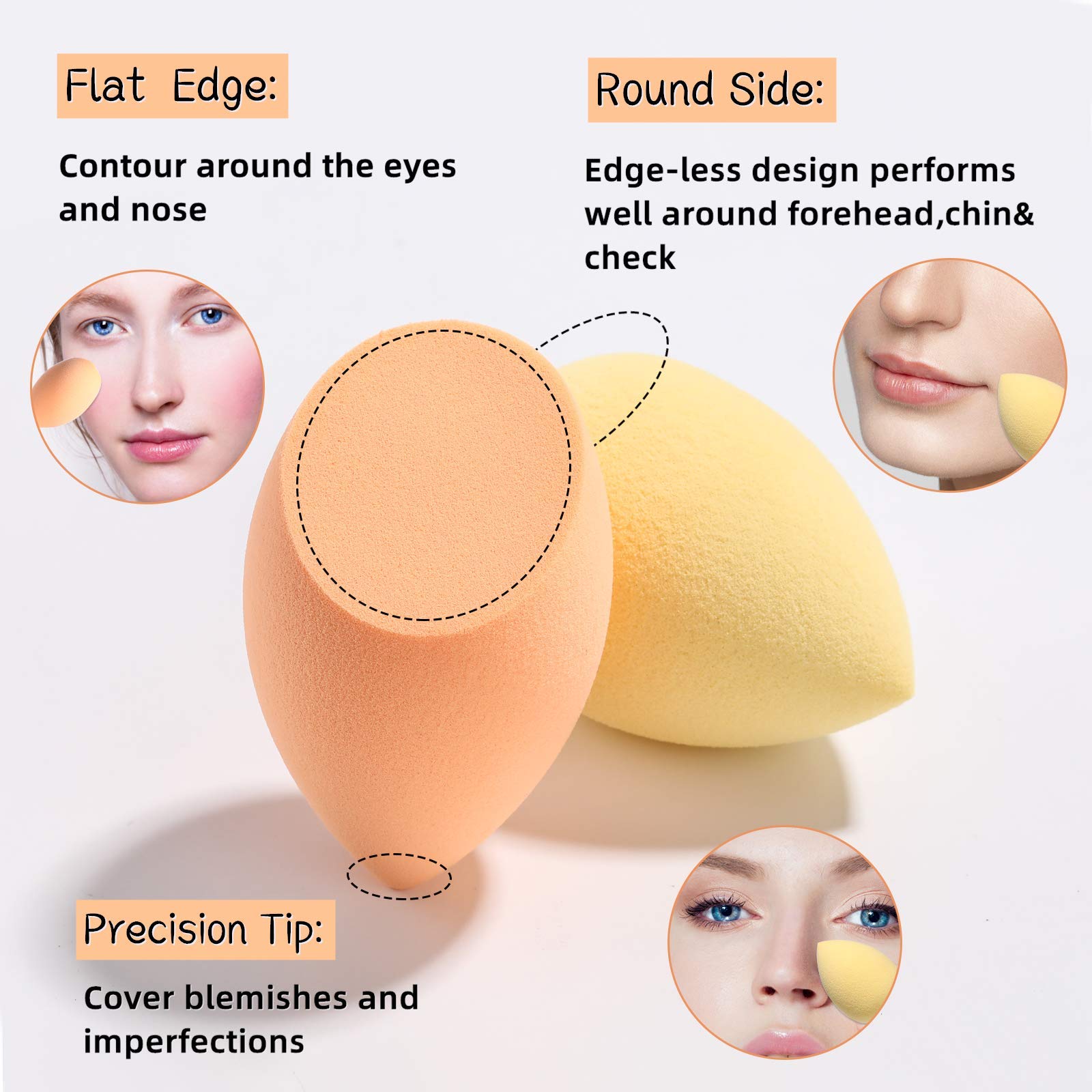 Makeup Sponge Set BS-MALL Blender Sponges 5Pcs for Liquid