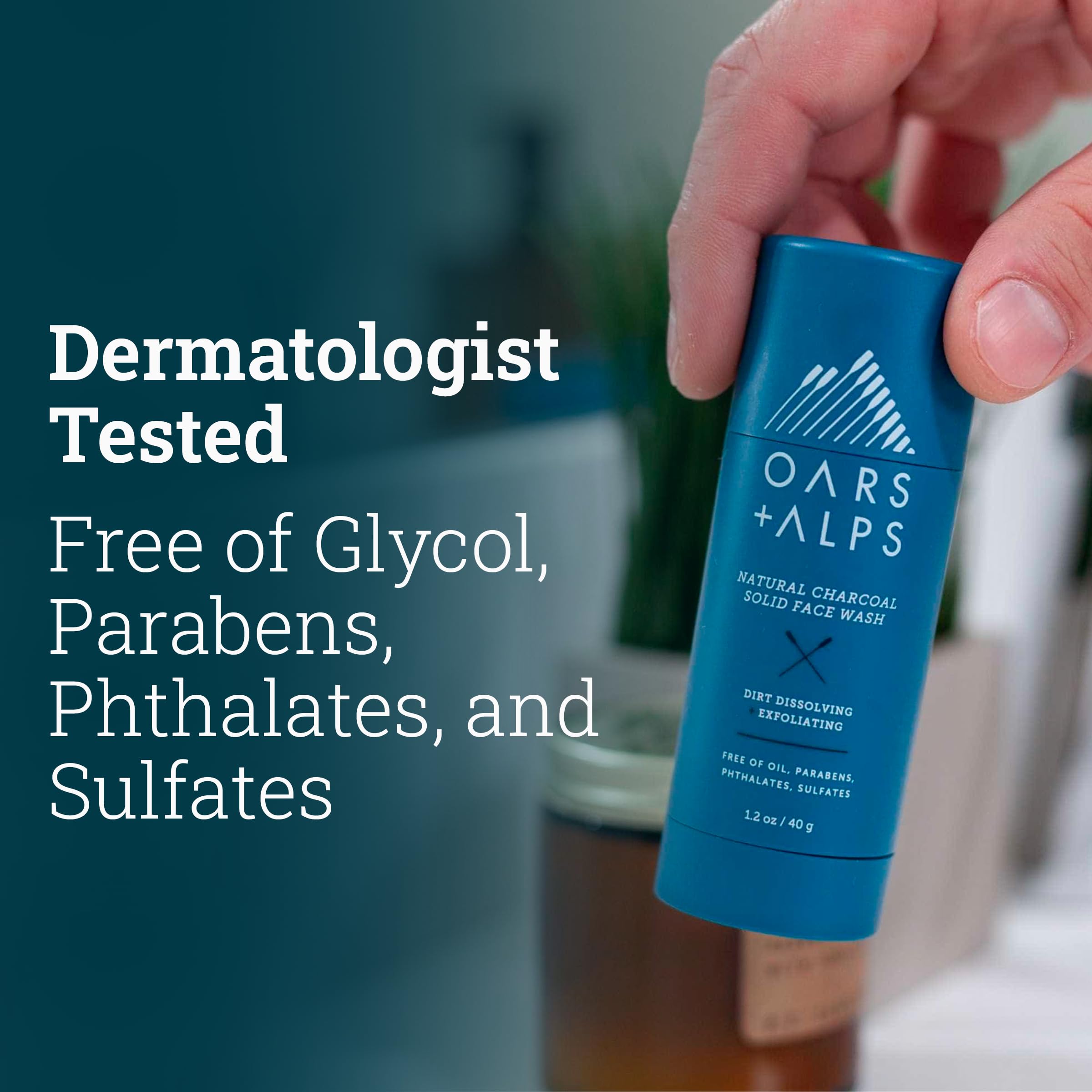 Oars + Alps Face Wash with Activated Charcoal, Dermatologist Tested Exfoliating Facial Cleanser, TSA Friendly, 1.4 Oz, 2 Pack