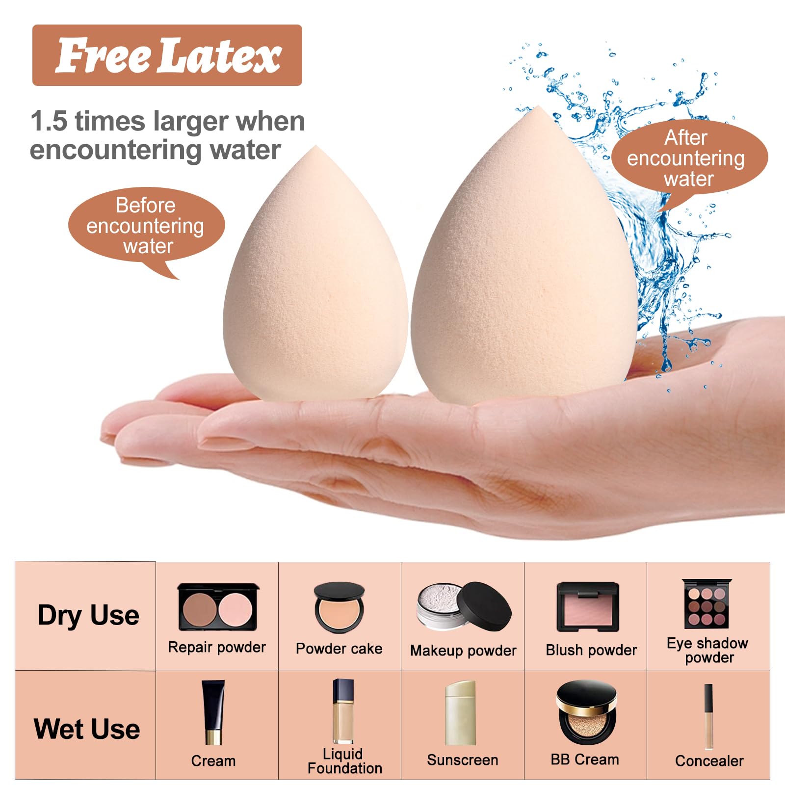 Makeup Sponge Set BS-MALL Blender Sponges 5Pcs for Liquid