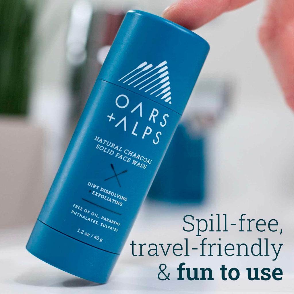 Oars + Alps Face Wash with Activated Charcoal, Dermatologist Tested Exfoliating Facial Cleanser, TSA Friendly, 1.4 Oz, 2 Pack