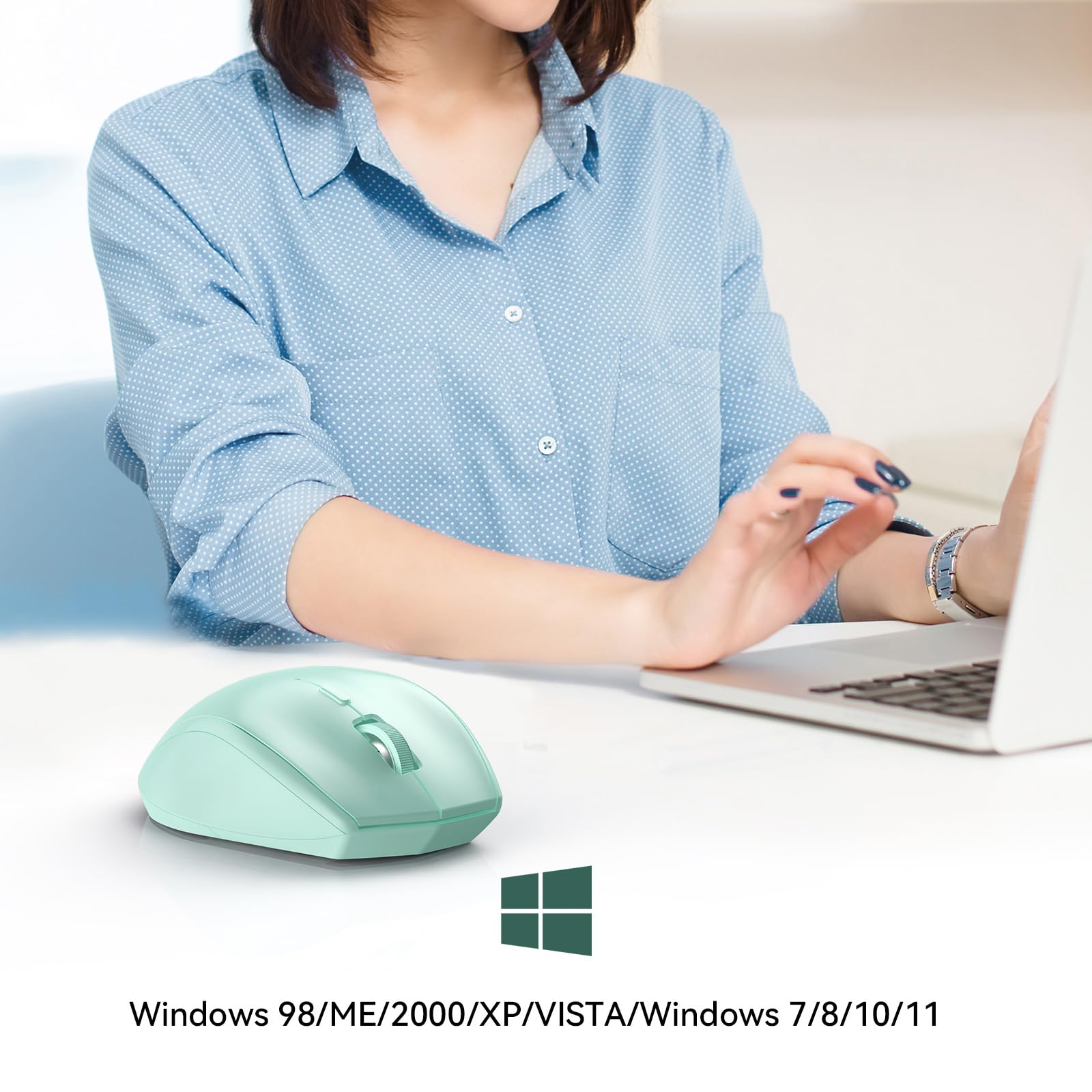 TECKNET Bluetooth Mouse, 4800 DPI Wireless Mouse, 2-Year Battery Computer Mouse 6 Adjustable DPI, 6 Buttons Compatible with Laptop/Windows/Computer