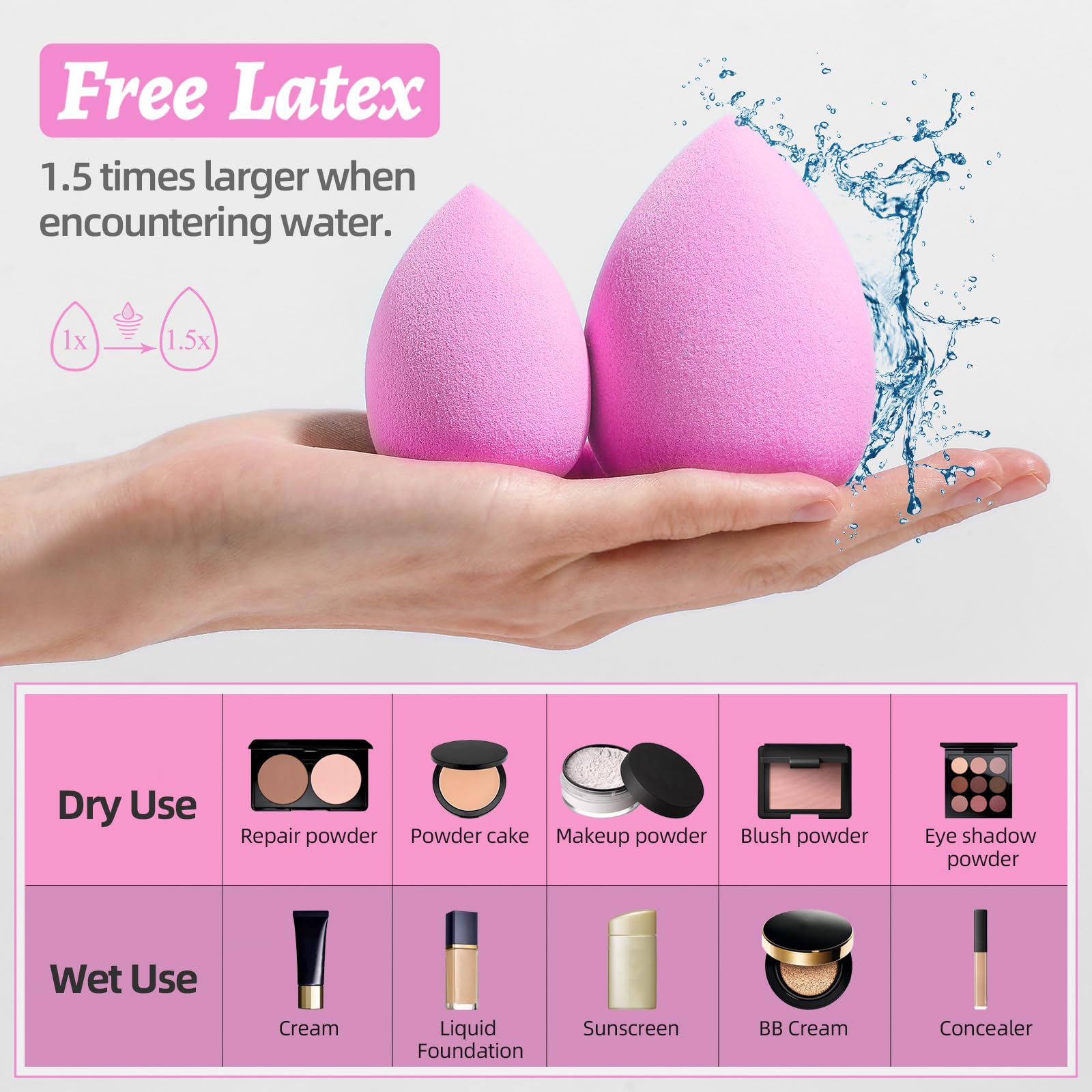 Makeup Sponge Set BS-MALL Blender Sponges 5Pcs for Liquid