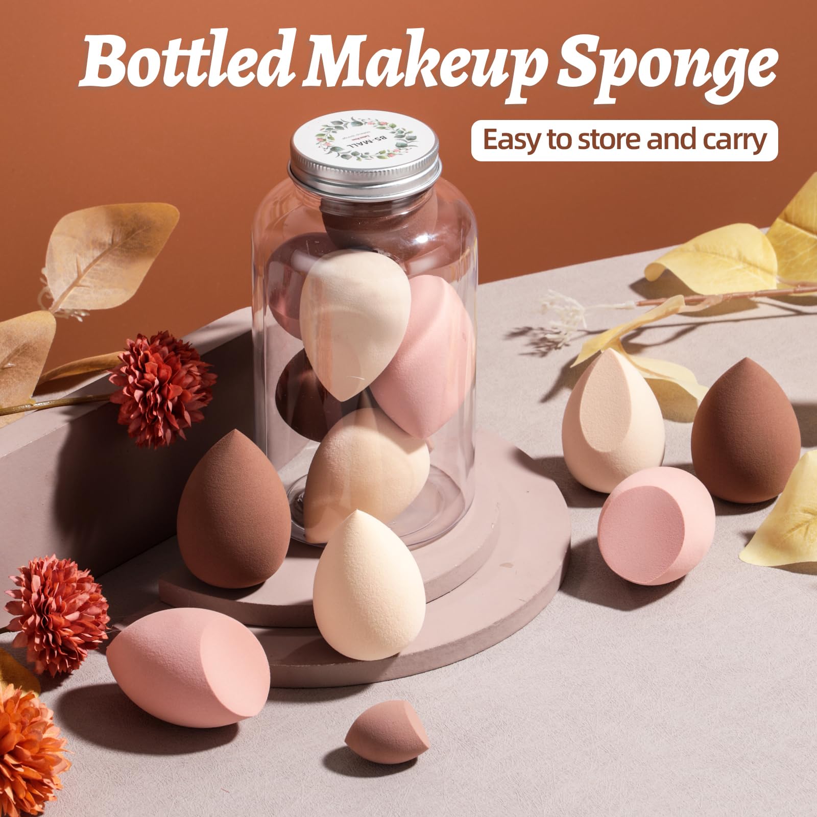 Makeup Sponge Set BS-MALL Blender Sponges 7 Pcs for Liquid, Cream, and Powder, Multi-colored with 1 Mini Makeup Sponge Pink (A-Pink）