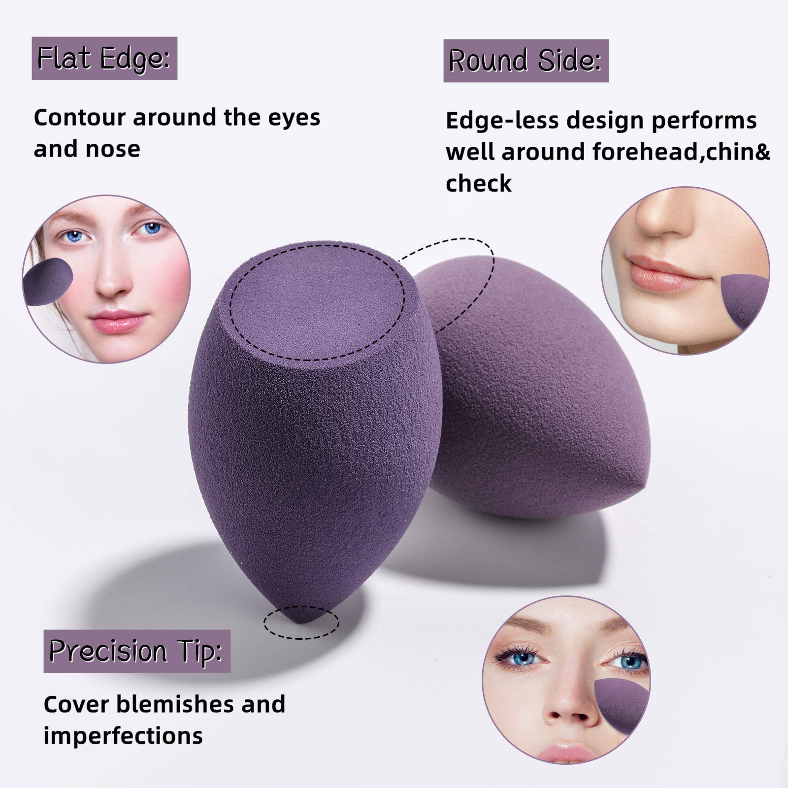 Makeup Sponge Set BS-MALL Blender Sponges 5Pcs for Liquid