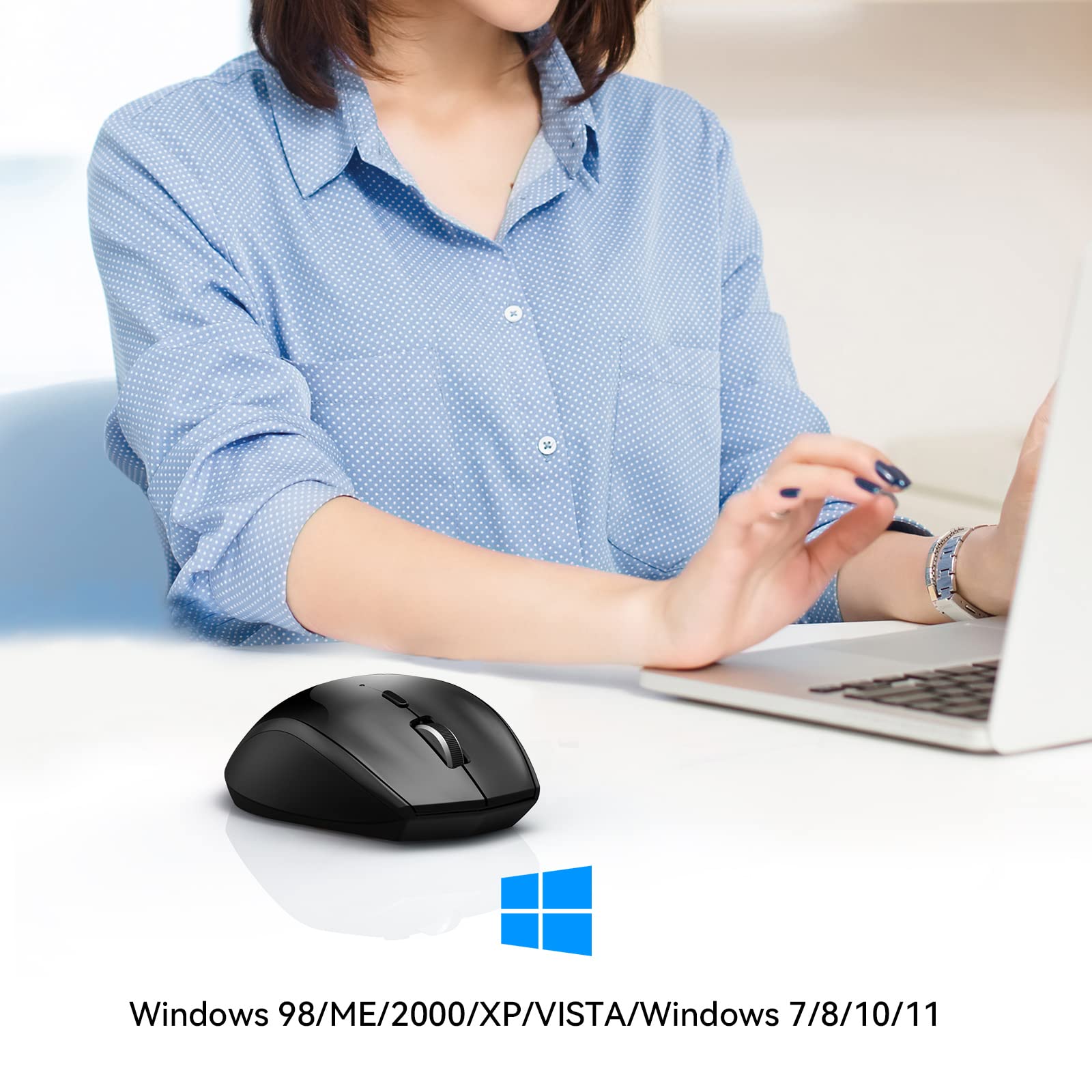 TECKNET Bluetooth Mouse, 4800 DPI Wireless Mouse, 2-Year Battery Computer Mouse 6 Adjustable DPI, 6 Buttons Compatible with Laptop/Windows/Computer