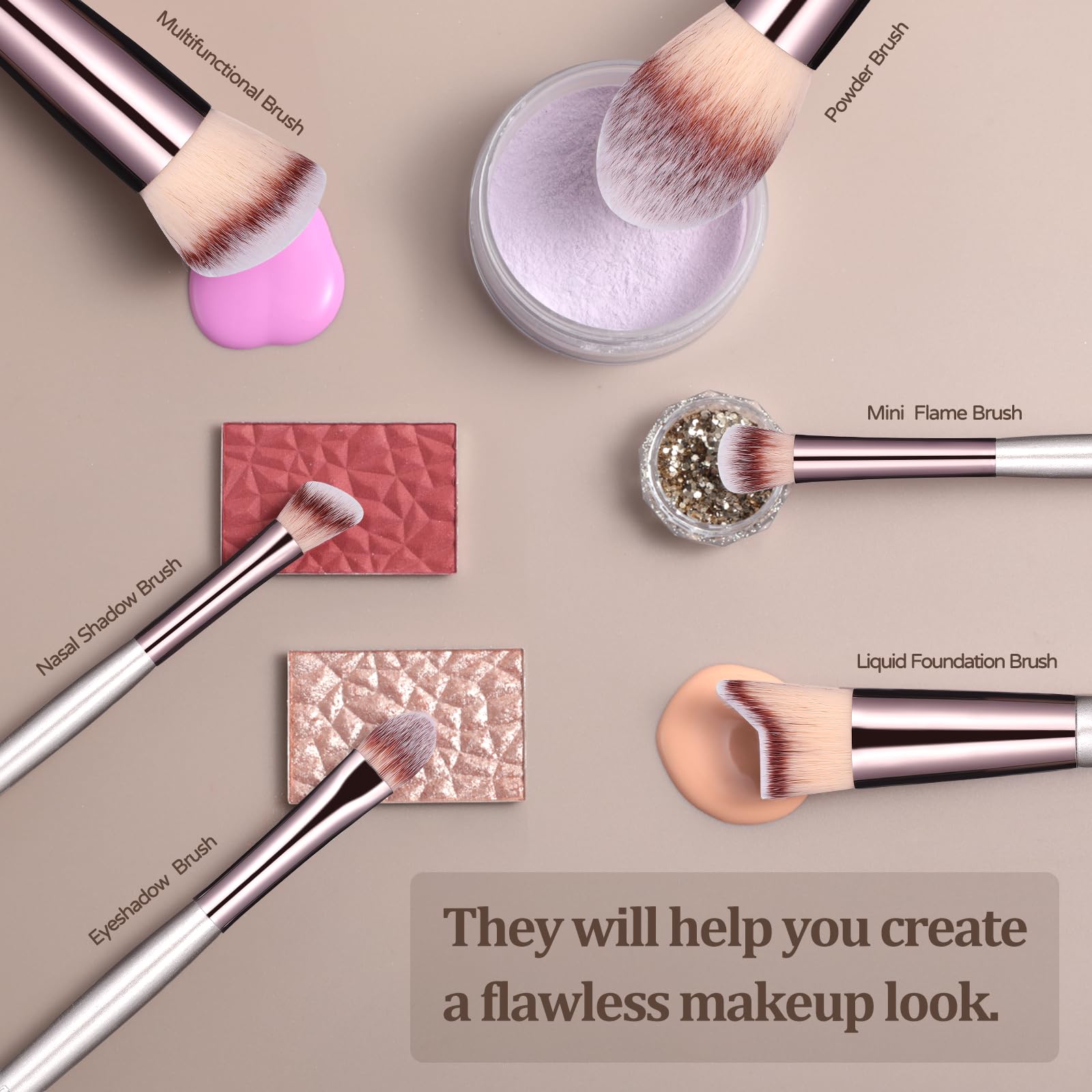 BS-MALL Makeup Brush Set 18 Pcs Premium Synthetic Foundation Powder Concealers Eye shadows Blush Makeup Brushes with black case