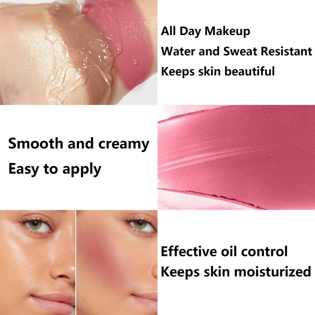 3Pcs Cream Contour Stick Makeup Kit, Shades with Highlighter Stick, Blush Stick and Bronzer Contour Stick for Sculpt the Cheeks, Long Lasting, Waterproof, Matte & Dewy Finish (LIGHT MEDIUM)