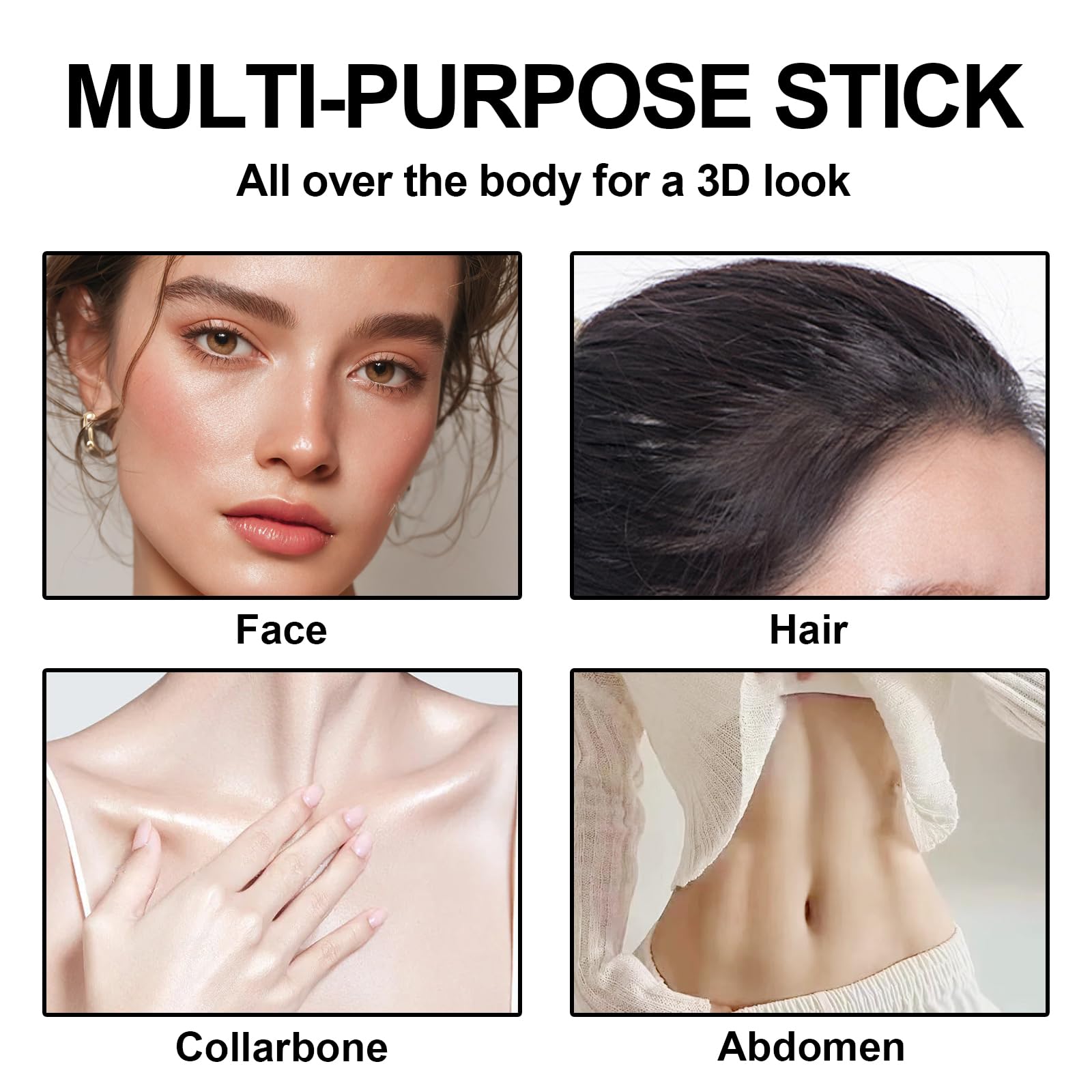 3Pcs Cream Contour Stick Makeup Kit, Shades with Highlighter Stick, Blush Stick and Bronzer Contour Stick for Sculpt the Cheeks, Long Lasting, Waterproof, Matte & Dewy Finish (LIGHT MEDIUM)