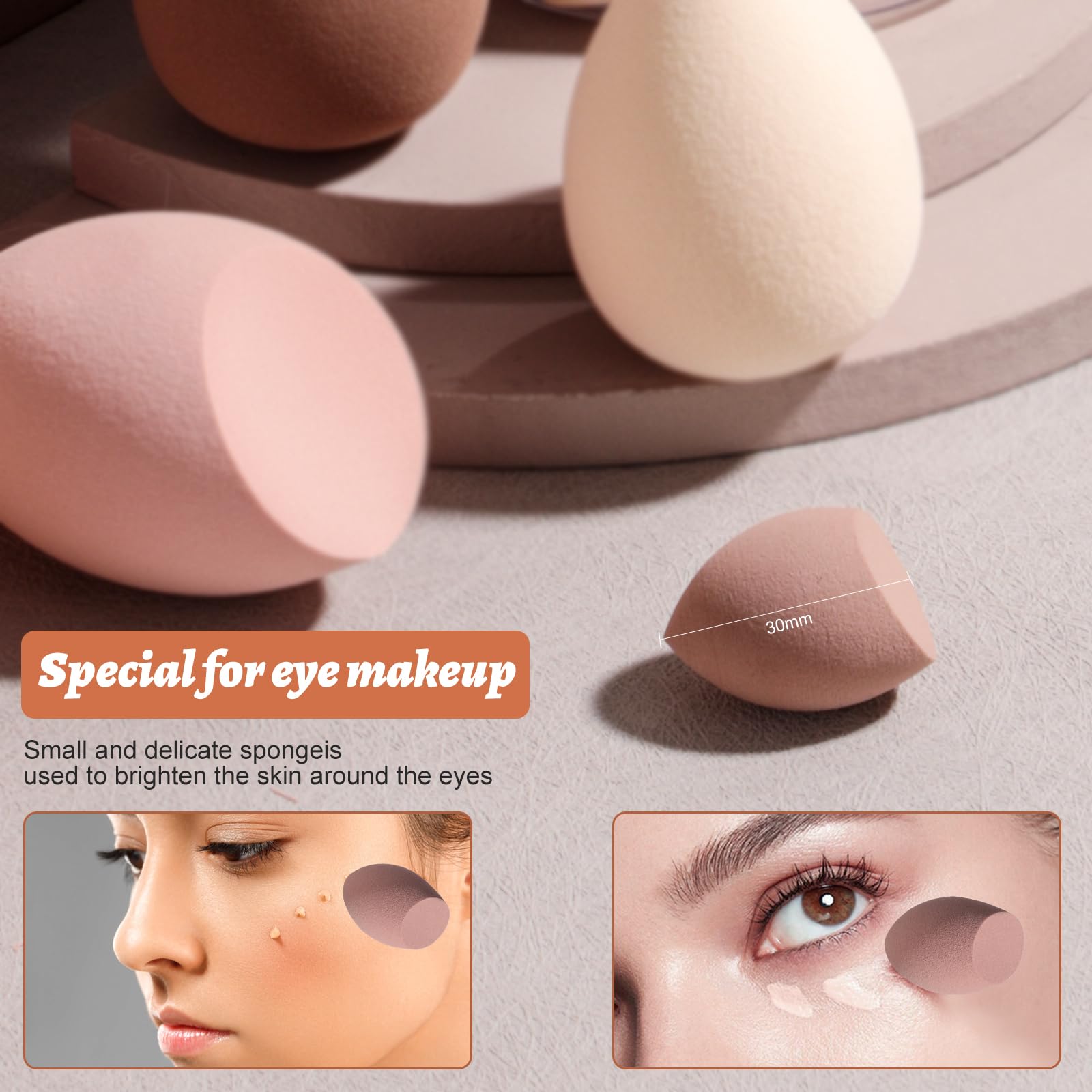 Makeup Sponge Set BS-MALL Blender Sponges 7 Pcs for Liquid, Cream, and Powder, Multi-colored with 1 Mini Makeup Sponge Pink (A-Pink）