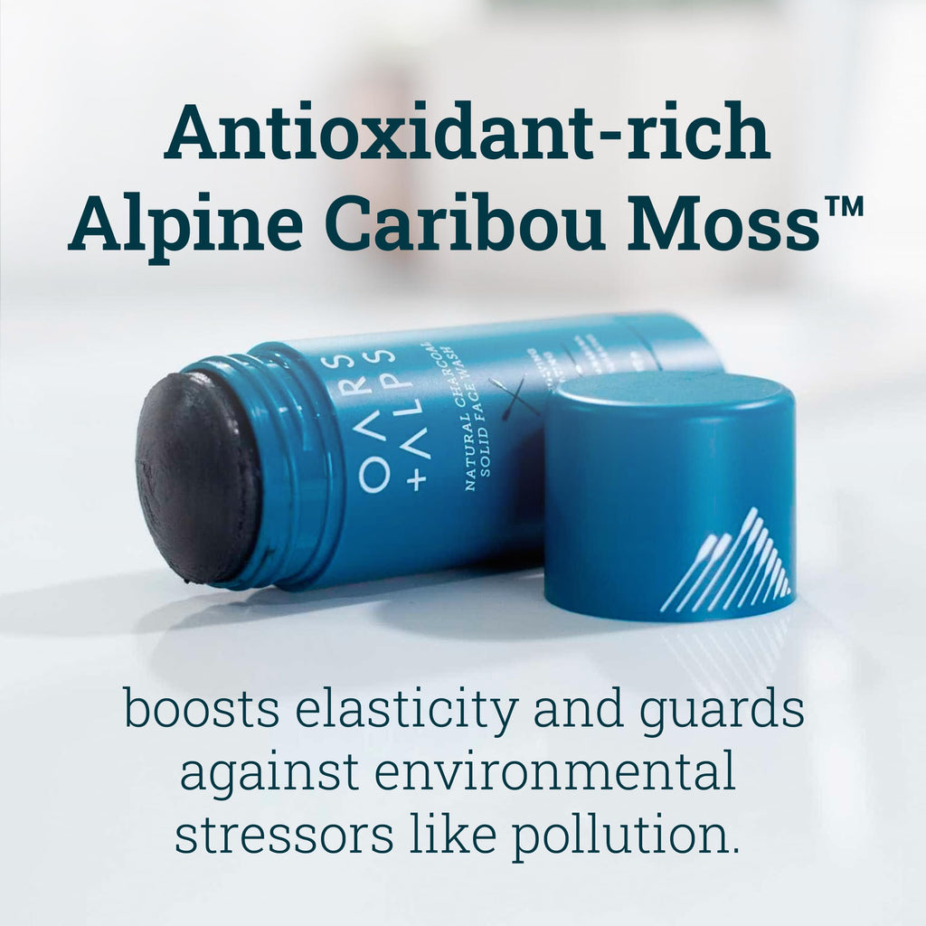 Oars + Alps Face Wash with Activated Charcoal, Dermatologist Tested Exfoliating Facial Cleanser, TSA Friendly, 1.4 Oz, 2 Pack