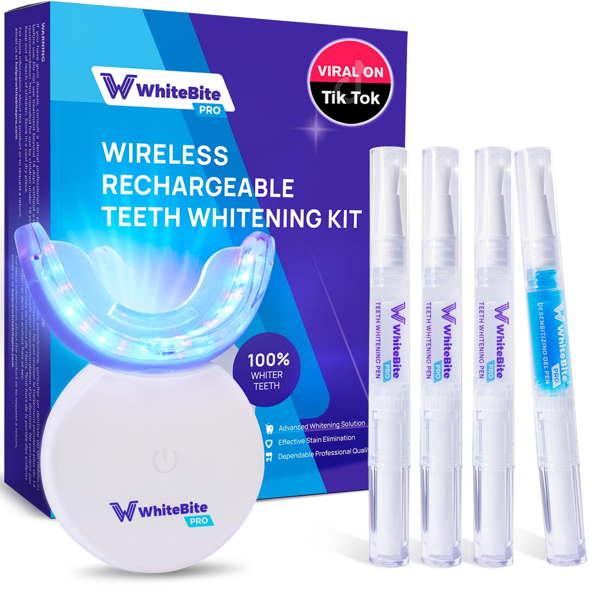Premium Teeth Whitening Kit for Sensitive Teeth | 32X Dual LED Lights, Teeth whitening Pens (3) and with Remineralizing Pen (1) | Tooth Stain Remover | Enamel Safe