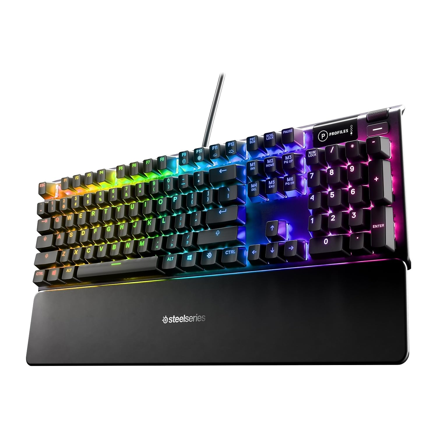 SteelSeries Apex 3 RGB Gaming Keyboard – 10-Zone RGB Illumination – IP32 Water Resistant – Premium Magnetic Wrist Rest (Whisper Quiet Gaming Switch)