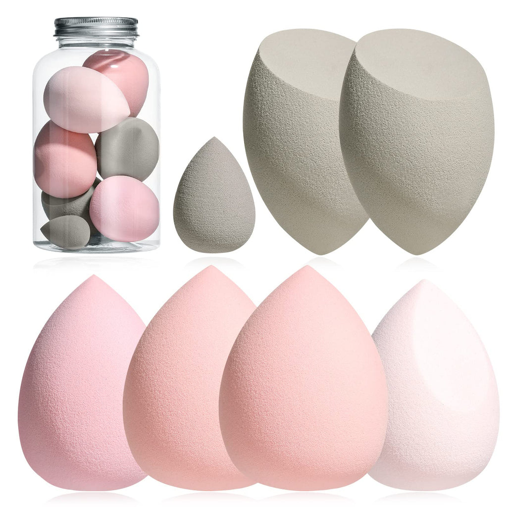 Makeup Sponge Set BS-MALL Blender Sponges 7 Pcs for Liquid, Cream, and Powder, Multi-colored with 1 Mini Makeup Sponge Pink (A-Pink）