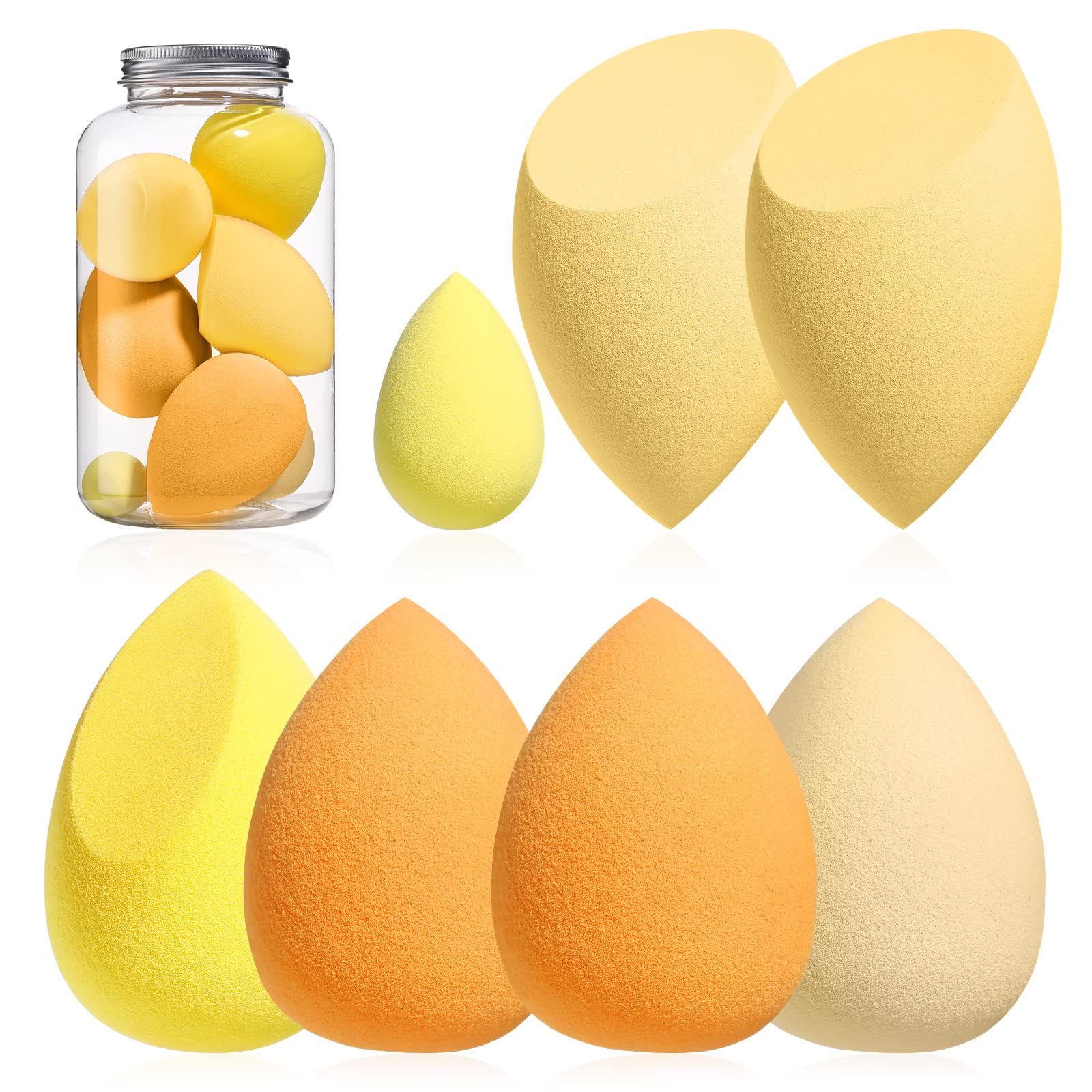 Makeup Sponge Set BS-MALL Blender Sponges 7 Pcs for Liquid, Cream, and Powder, Multi-colored with 1 Mini Makeup Sponge Pink (A-Pink）